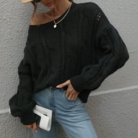 Ketyyh-Chn Ženski džemperi Slatki džemper Božićni pulover Pletena top košulja crne boje