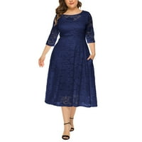 Žuwimk Plus Veličina haljina za žene, ženska plus veličina kratkih rukava na plutajuća haljina tamno plava, 4xl