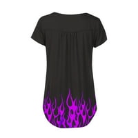 Ernkv ženski ljetni trendy Flowy Swing Tunic Clearance Flame-tiskani vrhovi kratkih rukava majice V
