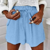 Hlače za muškarce Žene Žene Ljeto Base Comfy kratke hlače Čvrsti elastični struk casual pantalone s džepovima Plavi + XL