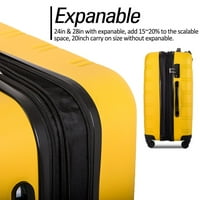 TCBosik setovi za prtljag lagana trajna proširiva kofer tvrdog školjka sa TSA zaključanim kotačima za zaključavanje - žuti