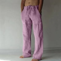 Muške pakove i posteljine hlače velike i visoke elastične struine navlake pune duljine pune boje pantalone