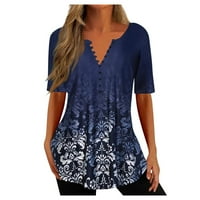 Plus veličine tuničke majice modni V izrez Flowy Dressy vrhovi za ženske bluze cvjetno plutajuće dugme