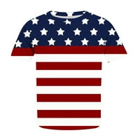 Plus size Ženske patriotske majice casual kratkih rukava zvijezde prugasta američka zastava Print Crewneck