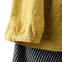 Lilylll Plus veličina Ženska pamučna posteljina dugih rukava na dugim bluzinom tunike majica