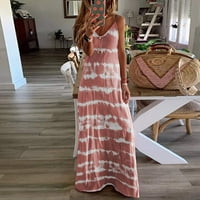 Žene stilski ljetni ljetni rukav Stripes print V izrez seksi casual duga maxi haljina
