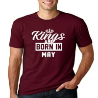 Kraljevi su rođeni u maju grafička majica za humor Muška grafička majica, crna, srednja