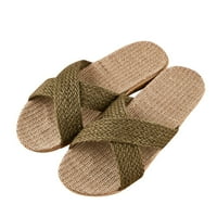 Ljetna moda Žene Ležerne cipele preklopljene kožne boemijske Rhinestone Flip Flops ravne papuče kafu