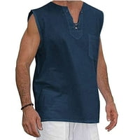 Ljetni vrhovi tenka za muškarce Muška modna sredina boja V-izrez TOP Ljeto Slim Casual majica s kratkim