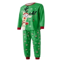 Porodica Kelajuan odgovara božićnim pidžamama, crtani elk snježne pahulje tiskane vrhove dugih rukava + elastične struine pantalone