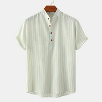 Košulje Amidoa za muškarce Pamučna mješavina kratkih rukava s prugastim rukavima dolje majica ljetna