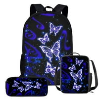 Glitter leptir djevojke školske torbe za slobodno vrijeme ruksak za olovku s podesivim kaiševima lagani izolirani obrok-bo ruksak za putovanja u 1
