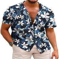 Colisha Muške ljetne majice rever vrat kratki rukav majica Havajska dnevna nosi cvjetni tisak Tee Style J XL