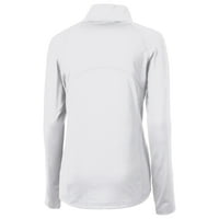 Ženski sekač i buck bijeli Denver Broncos kaciga Logo Prilagođavanje Eco Knit Stretch Recycled polu-zip pulover vrh