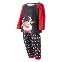 ListenWind Božićni podudaranje Obiteljske pidžame setovi s dugim rukavima okrugli vrat ELK Ispis patchwork