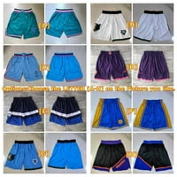 NBA_ Tim Košarka kratke Samo Don City Sport Shorts Hip Pop Pant sa džepom Zipper Dukset Ljubičasta Bijela