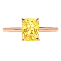 1,75ct zračenje od žutog simuliranog dijamanta 14K ružičastog zlatnog angažmana ružičastog ruže ružine