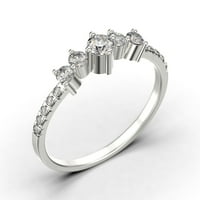 Obećaj Prsten 0. CARAT okrugli rez dijamantski prsten za ventilator za venčani prsten u srebru sa 18k bijelim zlatnim pregradom, poklon za nju, dainty prsten, bajkovitni prsten, ring