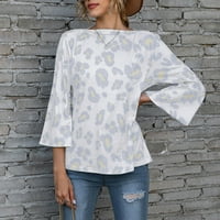 Ženska majica Tees Leopard Print Trumptove rukave kratka majica za vrat TOPS Bluuse Poklon za žene Dressy