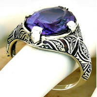 Carat Color Promjena kamena antiknog stila SIM Alexandritter Sterling Silver Ring # 1092Z