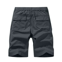 Hot6SL Teretne kratke hlače za muškarce, lagane kratke hlače Pamučni uznemireni umivaonik tamno siva