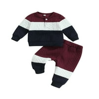 Baby Boys Fall Outfits Odjeća za dječake dugih rukava Dugi rukavi Kontrastni dukseri i elastični struk