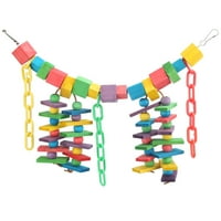 TEBRU Bird Biting igračka, šareni drveni blok plastični lanac meki most viseći gvožđu žvakanja igrati