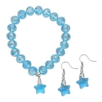 Trgovina LC plavom staklo Mi nehrđajuća čelika zvjezdana zvezda šarm vingle padne naušnice narukvica za žene nakit pokloni rođendanski pokloni