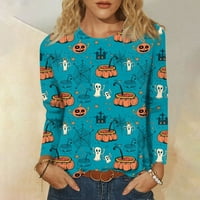 Strungten Halloween ženska modna casual dugih rukava Print Okrugli vrat TOP Bluza