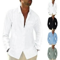 Fule Men casual košulje za ovratnike s dugim rukavima, gumb s dugim rukavima, majice