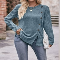 Pad džempera za žene mekani rebrasti džemper ležeran u puni u boji tunika Rayon vrhovi cogild