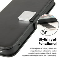 Exe Essential Kožna novčanica za kožu za iPhone plus - crna
