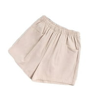 Posteljine kratke hlače za ženske ležerne ljetne čvrste boje elastična struka na plaži Odmor odmora Pamučne kratke hlače sa džepovima Khaki l