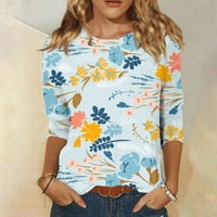 Ženski vrhovi rukav grafički otisci bluze modne žene majice posade za vrat ljeta tunika tee siva xl