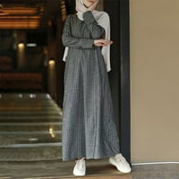 Puawkoer ženska abaya haljina molitvena haljina puna dužina kaftana s hidžabom Dubai maxi haljina kravata midi haljina dugih rukava maxi haljine za žene