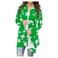 Radni bluze za žensko dugme dugih rukava Kardigan Koktel i zabava cvjetni lagani ljetni kardigan zeleni