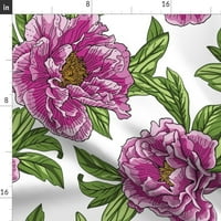 Pamuk Satens Stolcloth, 70 Round - ružičasta ljubičasta božu cvijeće zeleno lišće cvjetni botanički cvijet vrtni peonies Midcentury Modern Print Custom stol posteljina od kašika