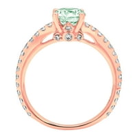 1.51ct okrugli rez zeleni simulirani dijamant 14k ružičasti ružičasti zlato ugraviranje izjava bridalna