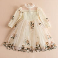 Haljine za djevojke Dječja dječja proljetna ruffled tulle lisnata cvjetna čipkaste veze princeza haljina