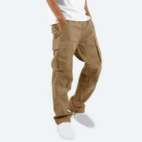 Ayolanni Khaki Muške teretne hlače Muškarci Solid Ležerne prilike višestruki džepovi Vanjske ravno tipovi Fitness hlače Tergo hlače Hlače X
