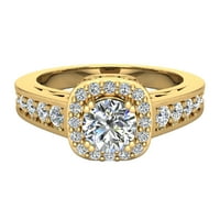 Petite zaručni prstenovi za žene jastuk halo okrugli dijamantni prsten 14k zlato 1. ct tw