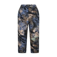 Oalirro Print pantalone Žene za ljetne pamučne posteljine Ležerne prilike mornarice Široke noge XXXL