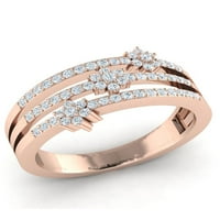 Pravi 1CT okrugli rez Diamond Prong 3row cvjetni ženski vjenčani prsten za svadbena bridalna godišnjica čvrsta 14K Gold GH I1