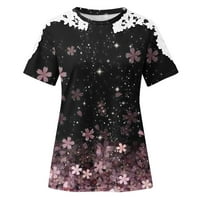 Fnochy ženski bluze Dressy Ležerne prilike Letnje Veliki čipka za zatvaranje Okrugli izrez čipka u šupljim majicama kratkih rukava majica za mršavljenje