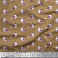 Soimoi smeđa pamučna toponska tkanina geometrijska skala i američka robinska ptica otisnuta tkaninom