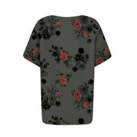 Bluze za žene cvjetni uzorak plus veličine Bluze za žene V-izrez kratkih rukava udobne dressy prevelike