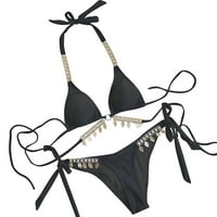 Bikini visokog struka za ženske lanene kupaće kostime za zavojno plaža ljetni kupaći kostimi Sretni