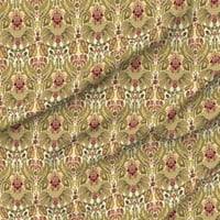 Baršunad tkanina od dvorišta - viktorijansko cvijeće zemljane boje ostavlja art deco biljni iz džungle