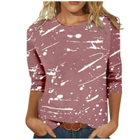 Ženski vrhovi rukav casual bluza Grafički printira žene modna posada Thirts Pink s