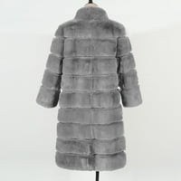 Plus size Ženske zimske kapute Topli kaput zimski V izrez vanjski odjeća Sivi XXL